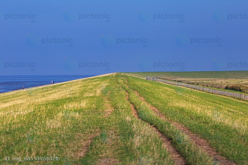 Grasbewachsenen Deich an der Nordseeküste